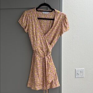 Pink Floral Wrap Dress